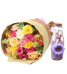 send 24 mixed roses with bottle message to cebu