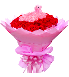 100 Red and Pink Roses in Bouquet