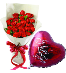 24 Pieces Roses with Love You Balloon