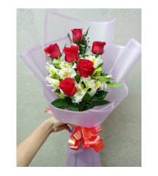 send half dozen fresh red roses bouquet to cebu