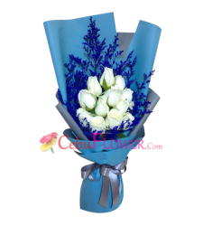 send 12 stems of fresh white roses in bouquet to cebu