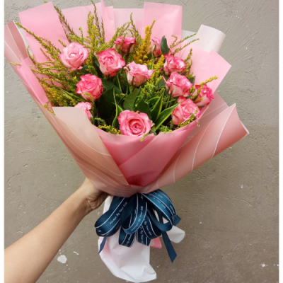 send 12 pcs. pink color roses in bouquet to cebu