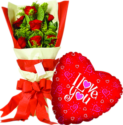 12 pcs Roses & love u Balloon